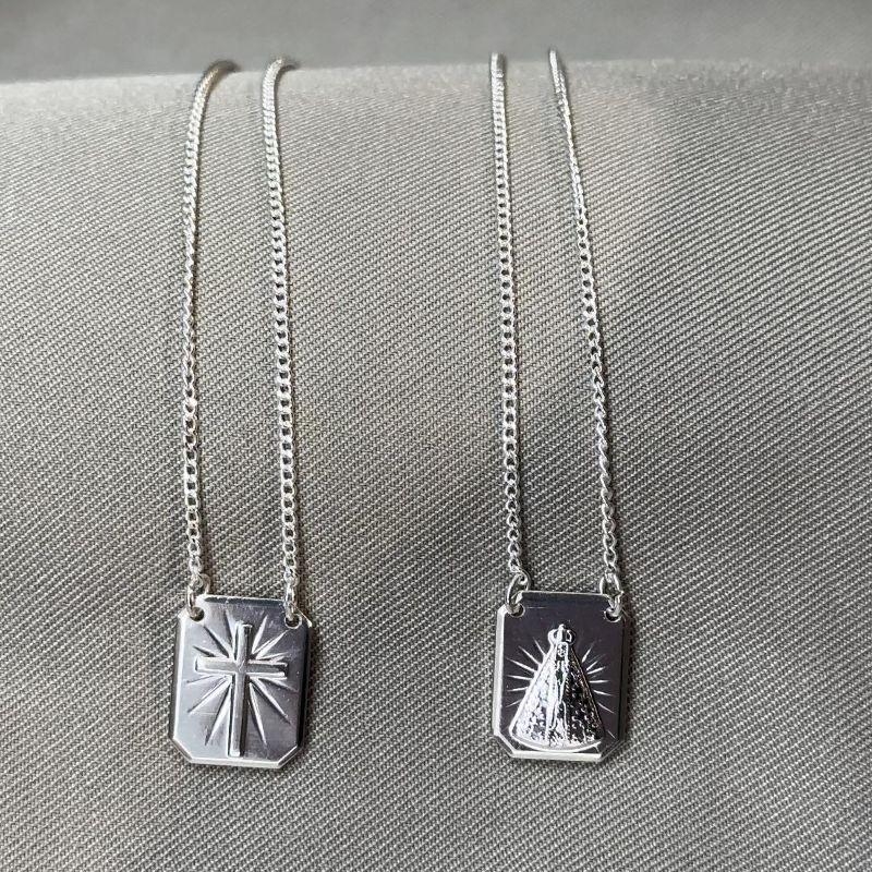 ESCAPULÁRIO GROUMET 60CM NOSSA SENHORA E CRUZ