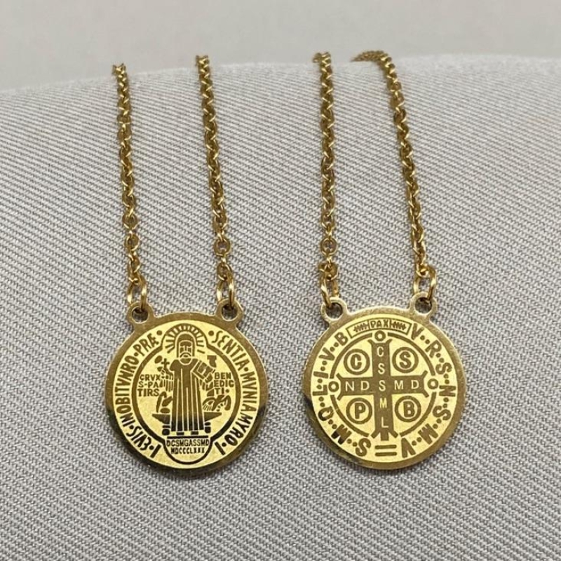 ESCAPULARIO SÃO BENTO DOURADO STEEL