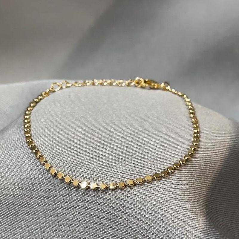 PULSEIRA 17CM BOLINHA DIAMANTADA LISA AMASSADA