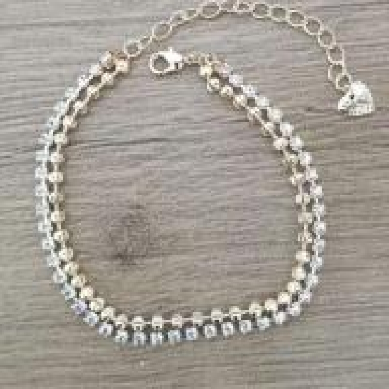 PULSEIRA DUPLA BOLINHA/RIVEIRA CRISTAL 