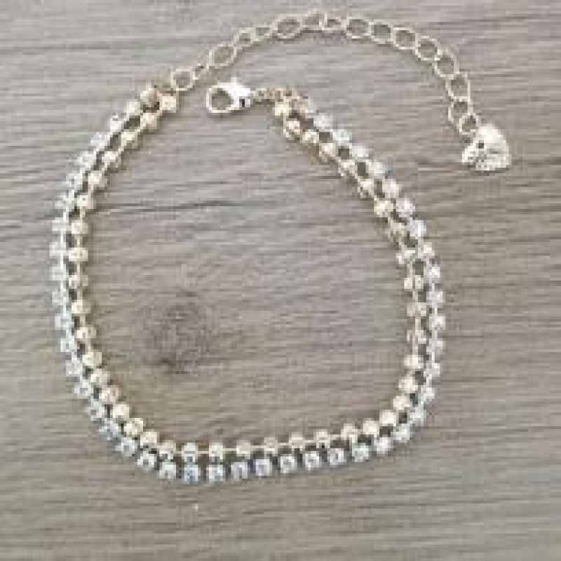 PULSEIRA DUPLA BOLINHA/RIVEIRA CRISTAL