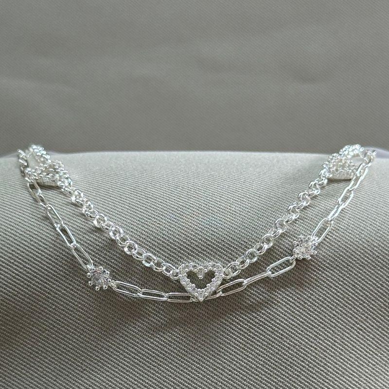 PULSEIRA DUPLA CORAÇÕES CRAVEJADOS