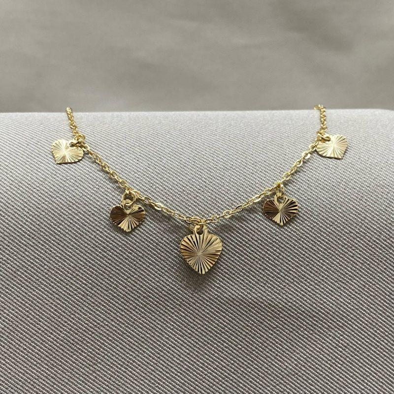 PULSEIRA ELO CADEADO E CORAÇÕES DIAMANTADO