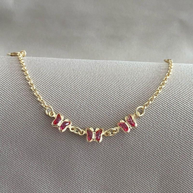 PULSEIRA INFANTIL BORBOLETA ROSA