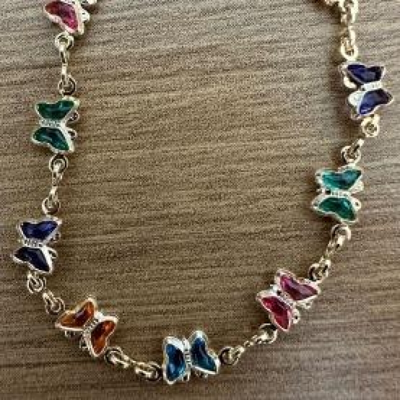 PULSEIRA INFANTIL BORBOLETAS COLORIDAS 15CM 