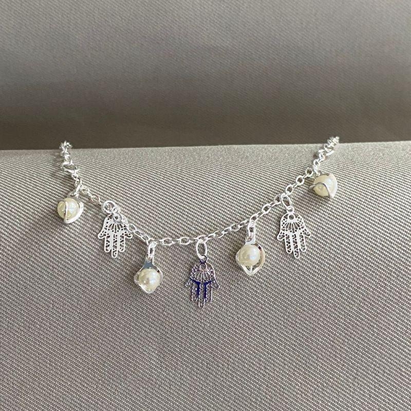 PULSEIRA MÃO DE FATIMA COM PEROLA