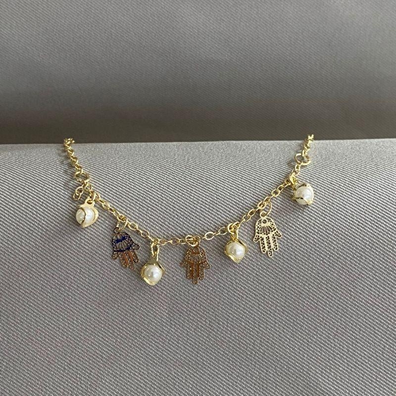 PULSEIRA MÃO DE FATIMA COM PEROLA