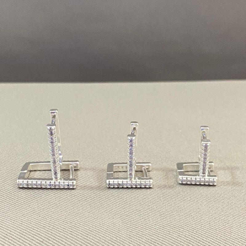 TRIO DE BRINCOS ARGOLINHA QUADRADA