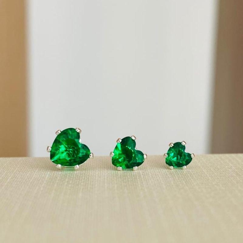 TRIO DE BRINCOS CORAÇÃO VERDE
