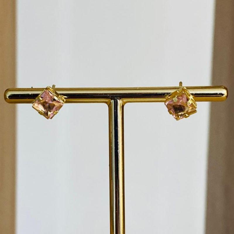 BRINCO ZIRCONIA ROSA QUADRADA G