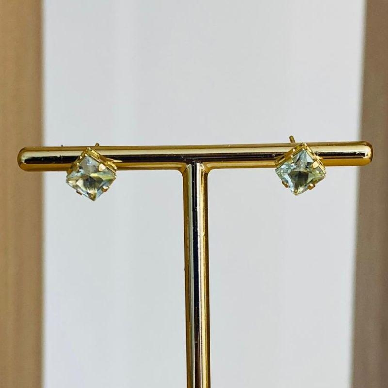 BRINCO ZIRCONIA VERDE CLARO QUADRADA G