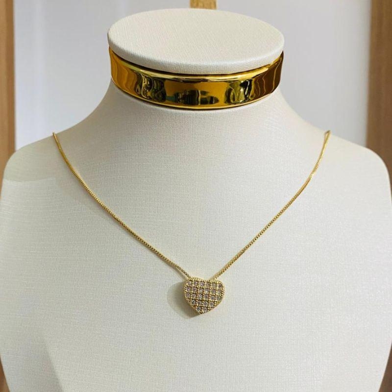 COLAR CORAÇÃO CRAVEJADO