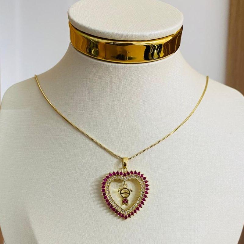 COLAR MENINA CORAÇÃO CRAVEJADO