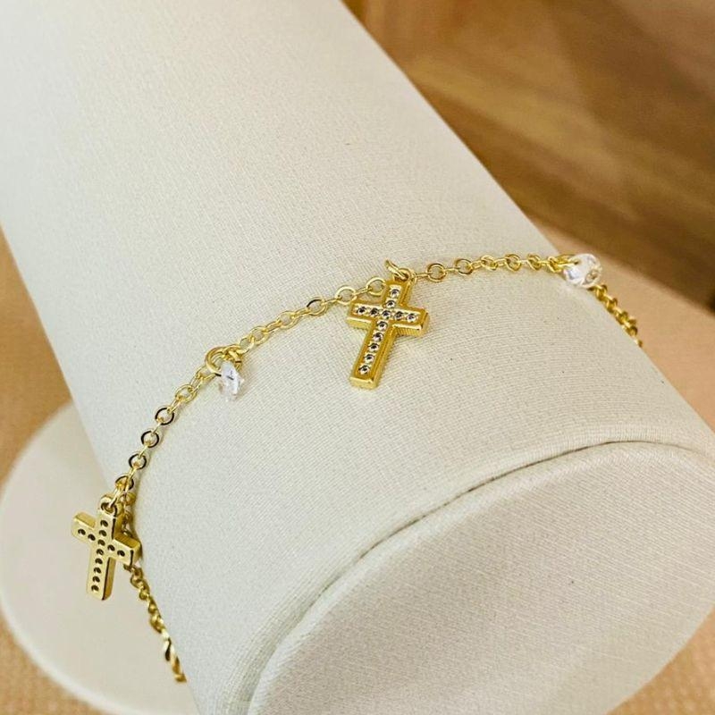 PULSEIRA CRUZ COM ZIRCONIAS