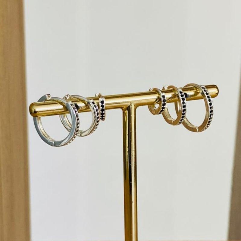 TRIO DE BRINCOS ARGOLINHA CRAVEJADA