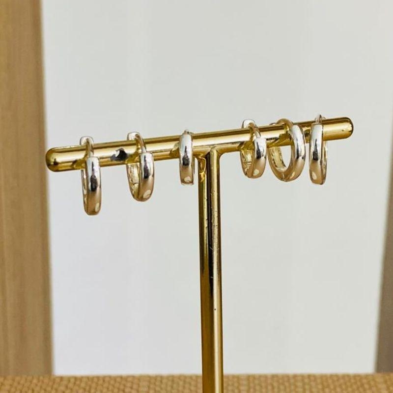 TRIO DE BRINCOS ARGOLINHA LISA