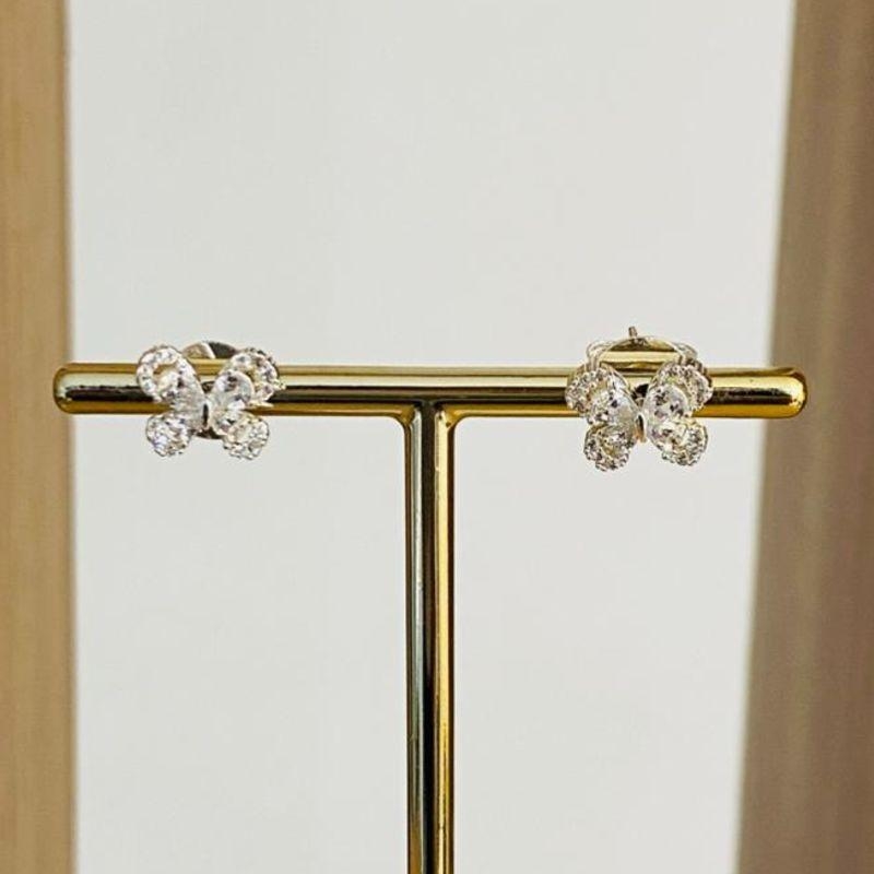 BRINCO BORBOLETA COM ZIRCONIAS