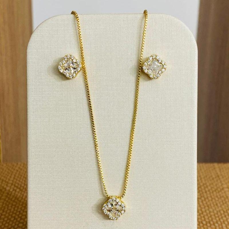 CONJUNTO TREVO ZIRCOMIA