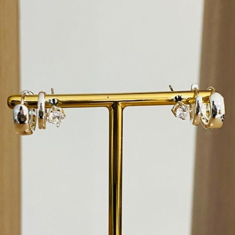 TRIO DE BRINCOS ARGOLINHA COM PONTO DE LUZ