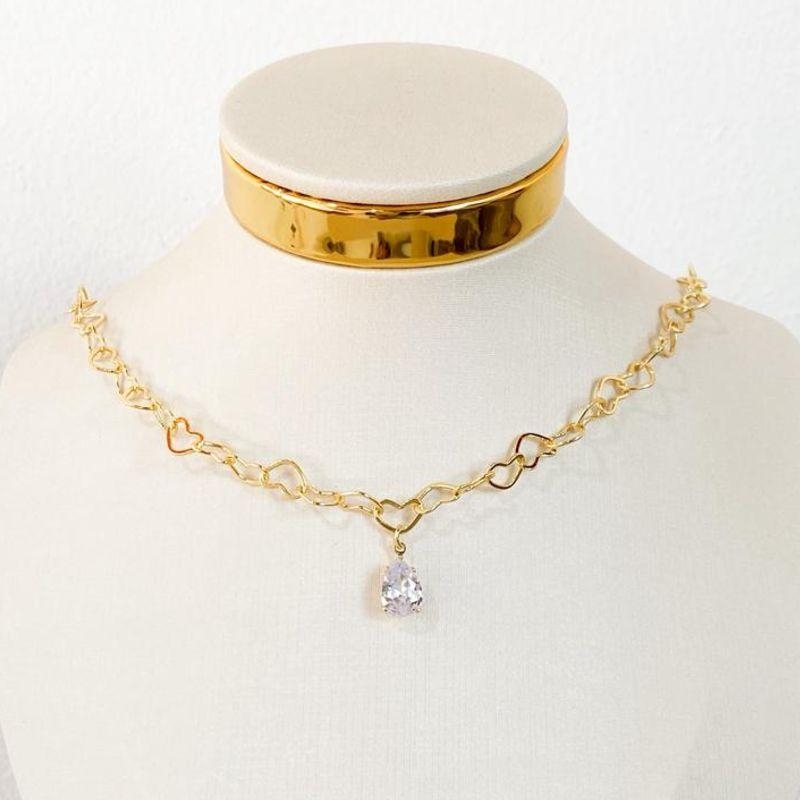 CHOCKER ELOS CORAÇÕES COM GOTA ZIRCONIA