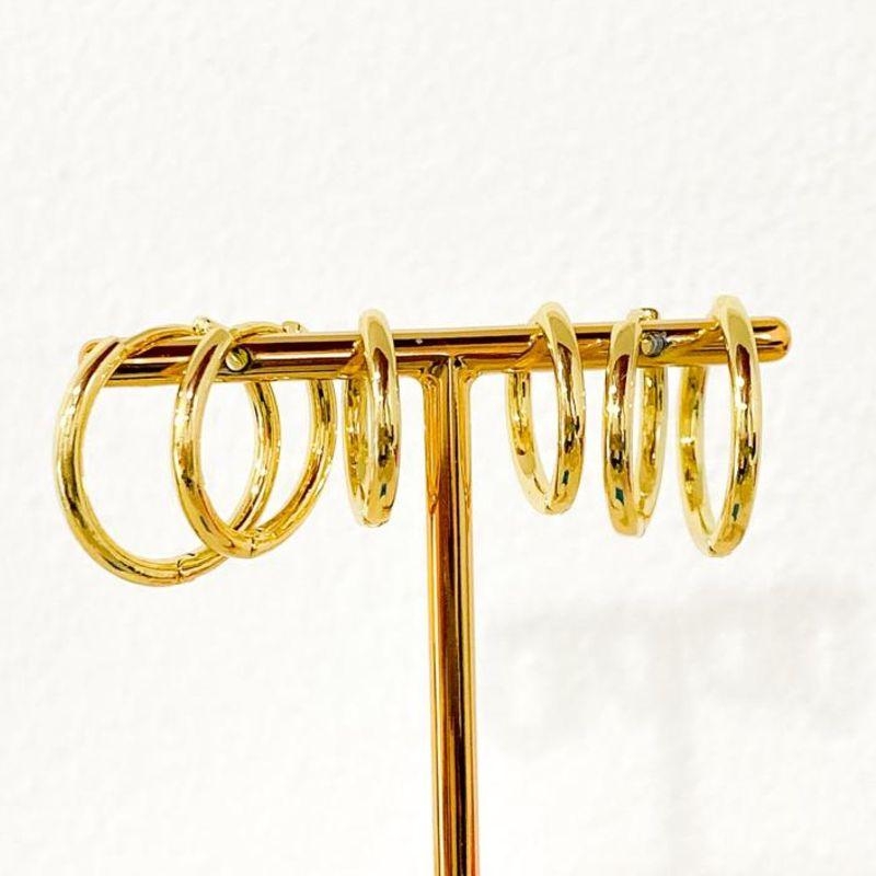 TRIO DE BRINCOS ARGOLAS LISAS