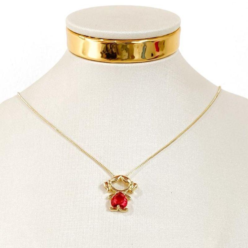 COLAR MENINA COM ZIRCONIA ROSA