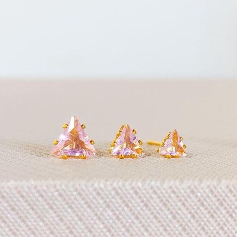 TRIO DE BRINCO TRIÂNGULO ROSA