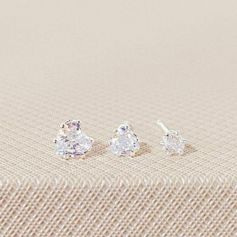 TRIO DE BRINCOS CORAÇÃO CRISTAL