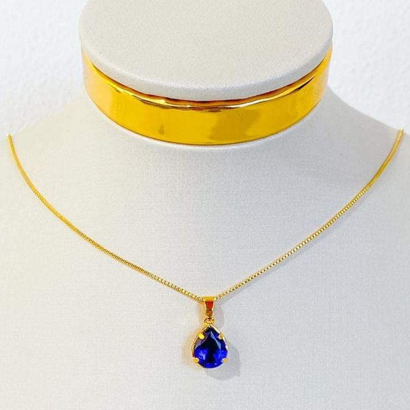 COLAR GOTA ZIRCONIA AZUL