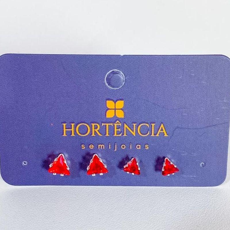 DUPLA DE BRINCOS TRIANGULO VERMELHO