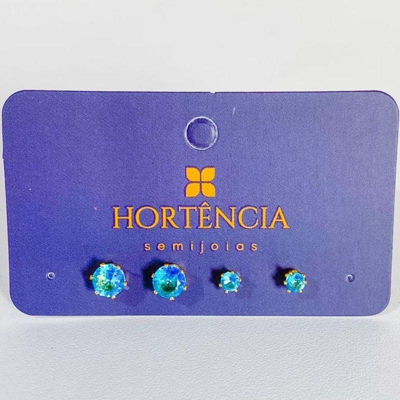 DUPLA DE BRINCOS ZIRCONIA AZUL CLARO
