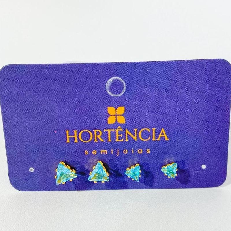 DUPLA DE BRINCOS ZIRCONIA AZUL CLARO