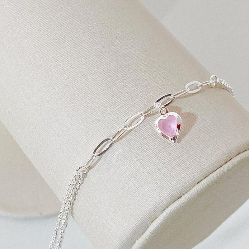 PULSEIRA ELOS COM CORAÇÃO ROSA