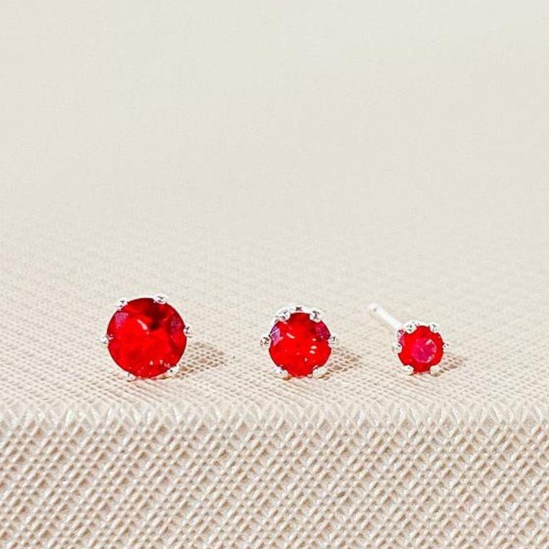 TRIO DE BRINCOS ZIRCONIA VERMELHA