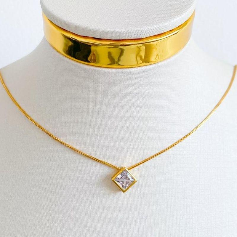 COLAR ZIRCONIA QUADRADA