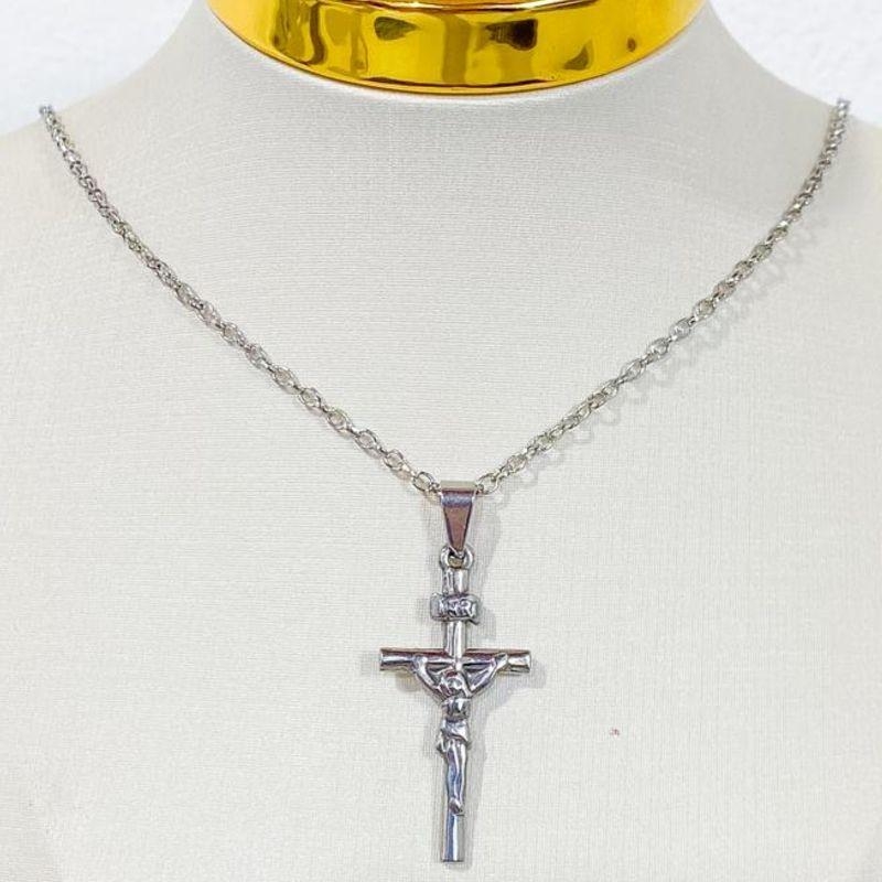 CORRENTE MASCULINA COM CRUZ STEEL