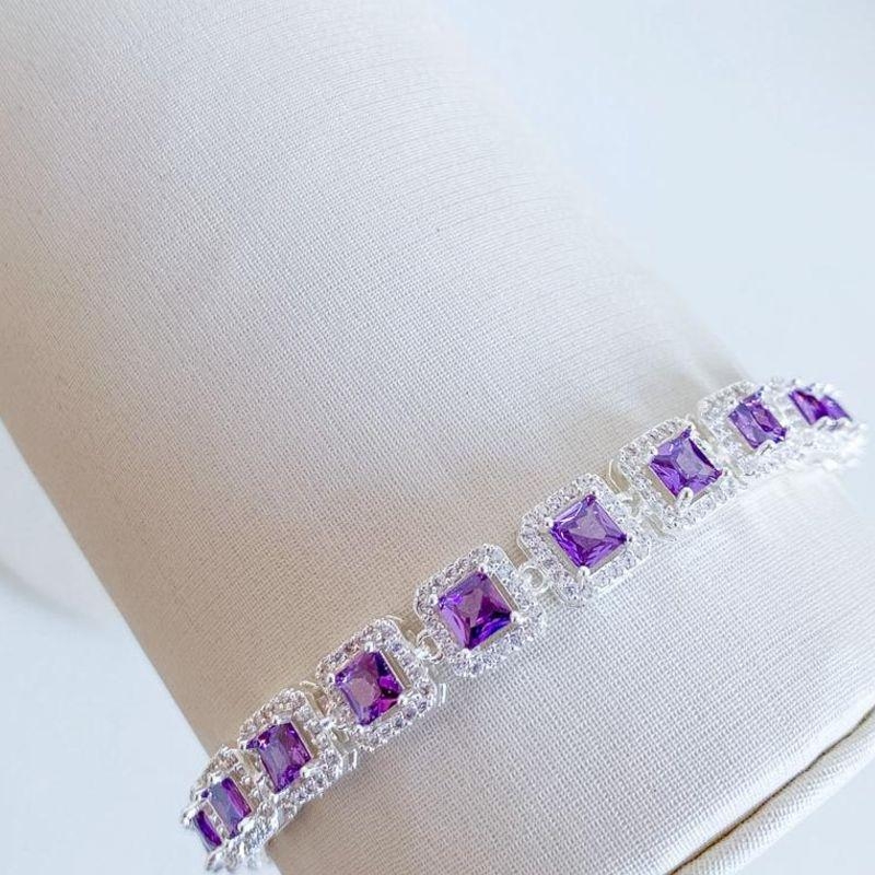 PULSEIRA RIVIERA CRAVEJADA ROXA