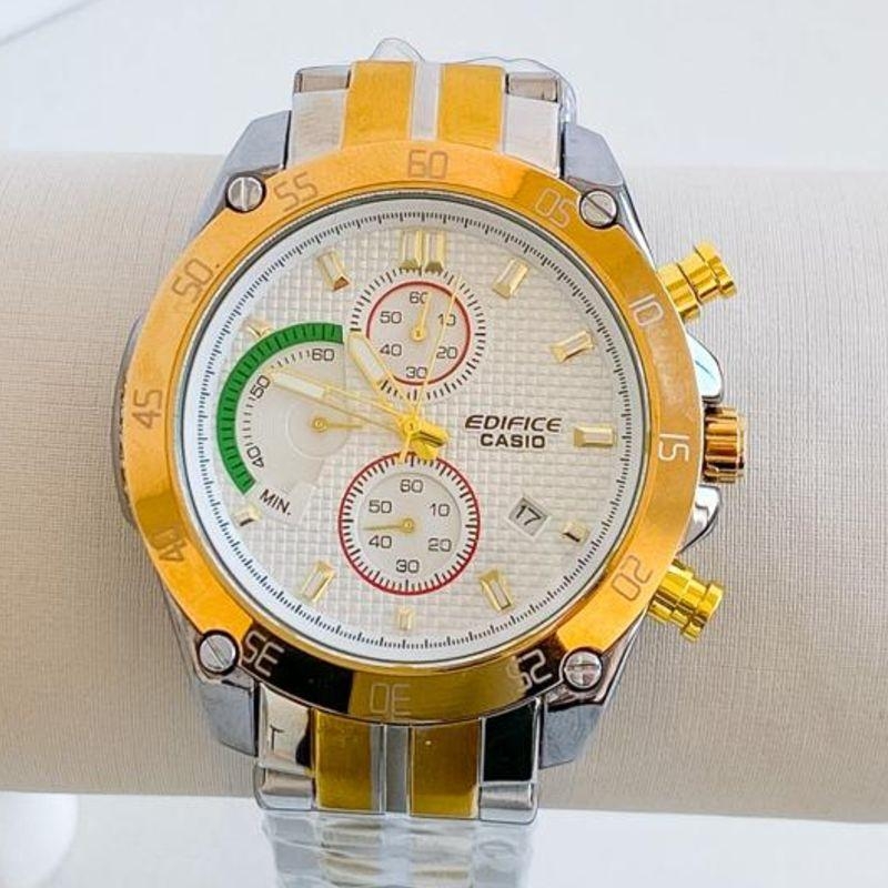 RELOGIO CASIO REDONDO BICOLOR FUNDO BRANCO