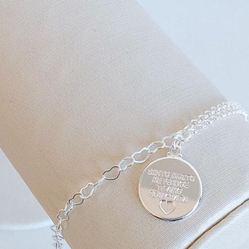 PULSEIRA ELO PORTUGUÊS PLAQUINHA COM ESCRITA