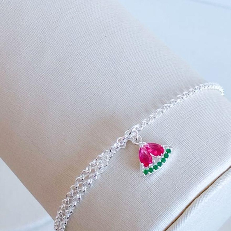 PULSEIRA INFANTIL MELANCIA ZIRCONIA