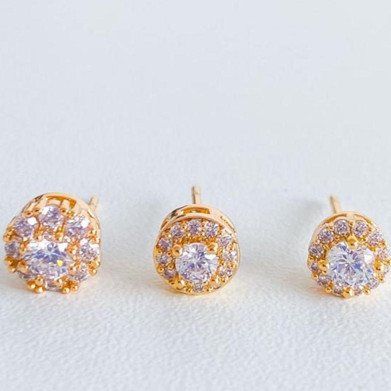 TRIO DE BRINCOS CRAVEJADO CRISTAL