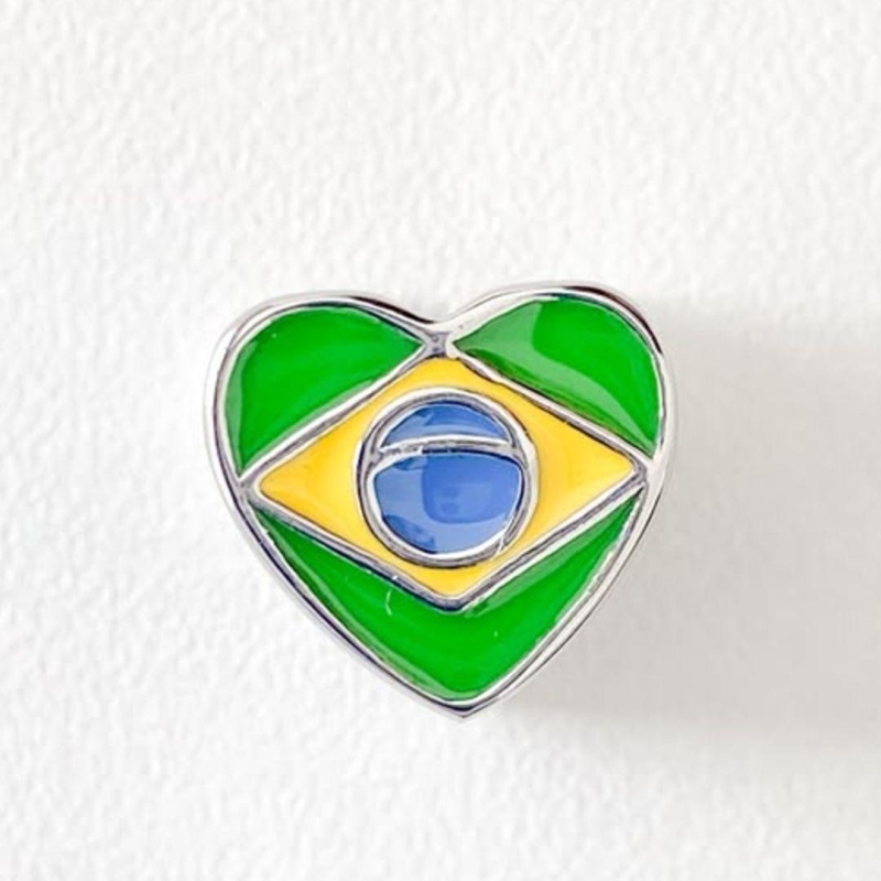 BERLOQUE CORAÇÃO BANDEIRA DO BRASIL SEPARADOR