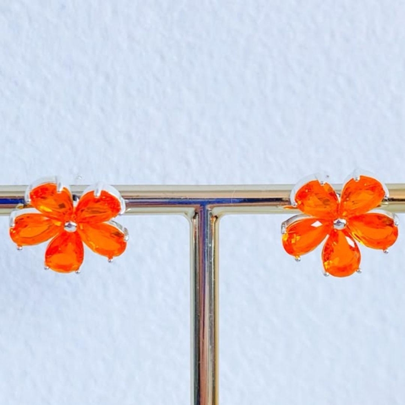 BRINCO FLOR ZIRCONIA LARANJA