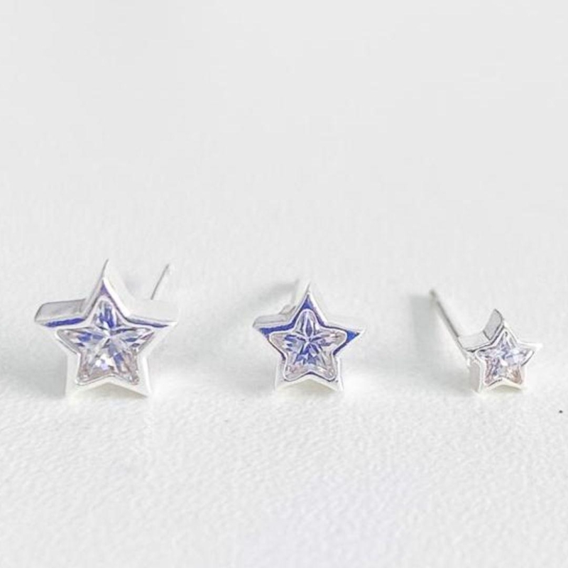 TRIO DE BRINCOS ESTRELA ZIRCONIAS