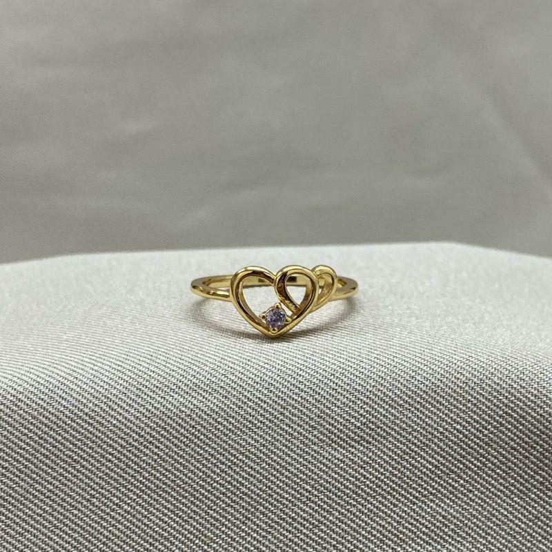 ANEL 2 CORAÇÕES COM UMA ZIRCONIA