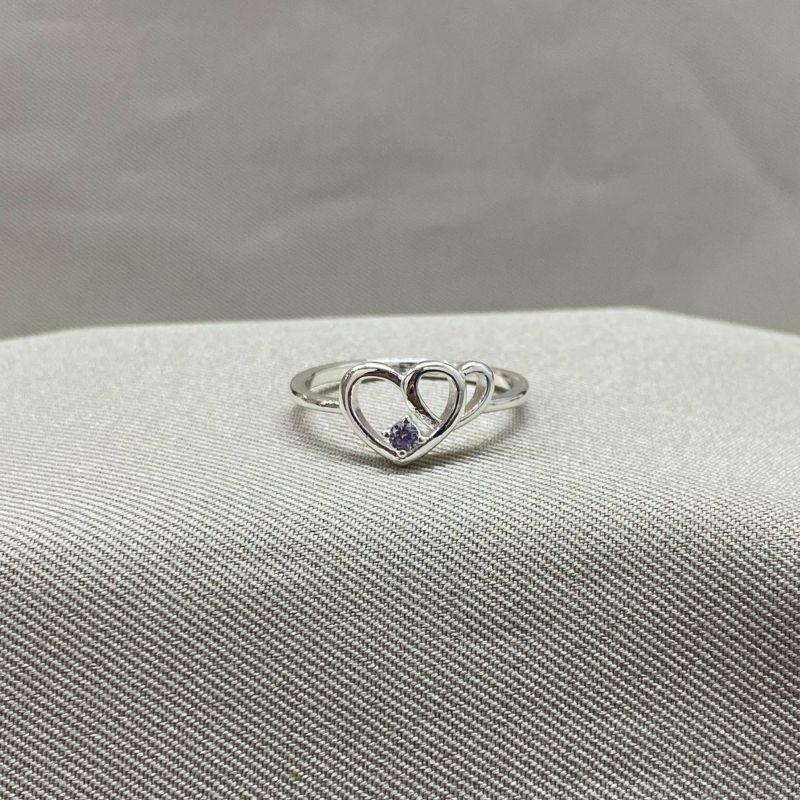 ANEL 2 CORAÇÕES COM UMA ZIRCONIA