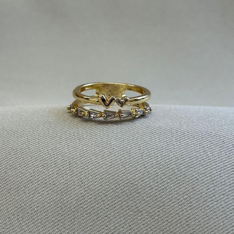 ANEL 2 CORAÇÕES E ZIRCONIAS