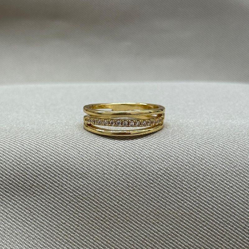 ANEL 2 LINHAS LISA E UMA CRAVEJADA