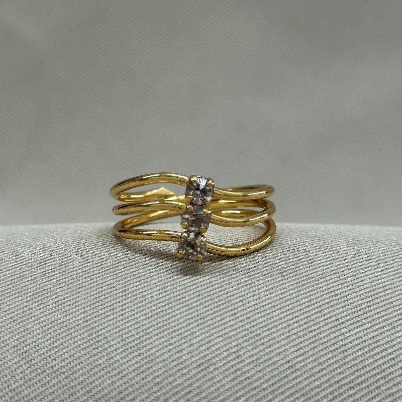 ANEL 3 FILEIRAS E 3 ZIRCONIAS