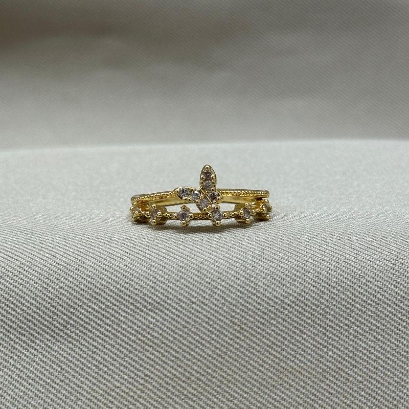 ANEL BORBOLETA E ZIRCONIAS CRAVEJADO